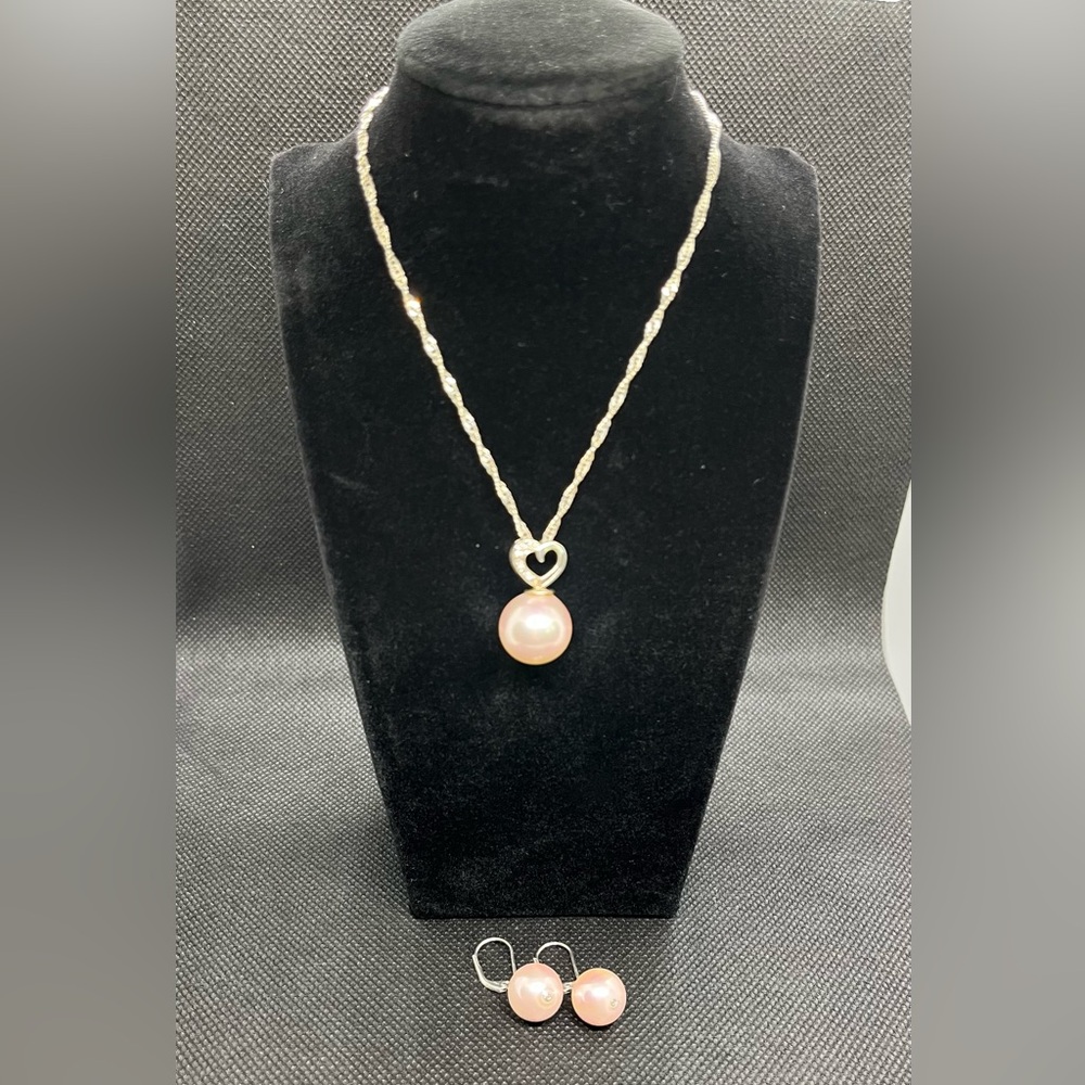 Vintage Pan Pacific Sterling Silver&Pearl Necklace Earrings Set(New in box)
